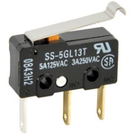 Omron Simulated Roller Lever Micro Switch, Solder Lug Terminal, 5 A @ 125 V ac, SP-CO, IP40