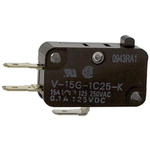 Omron Pin Plunger Micro Switch, Quick Connect Terminal, 15 A @ 250 V ac, SP-CO, IP40