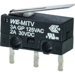 Wurth Elektronik Lever Micro Switch, Through Hole Terminal, 3 A, SP-CO