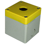 RS PRO Grey/Yellow ABS Push Button Enclosure - 1 Hole 22mm Diameter