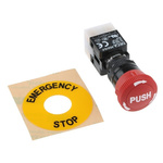 RS PRO Illuminated Emergency Stop Push Button, Panel Mount, DPDT, IP65