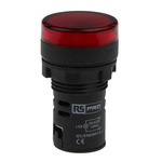 RS PRO, Panel Mount Red LED Pilot Light, 22mm Cutout, IP65, Round, 24V ac/dc
