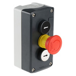 Schneider Electric Latching, Spring Return Control Station Switch - 2NO, SPST, Polycarbonate, 3 Cutouts, Black, Red,