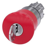 Siemens 3SU1 Series Key Release Emergency Stop Push Button, Panel Mount, 22mm Cutout