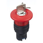 Idec HW Series Key Release Illuminated Emergency Stop Push Button, Panel Mount, 22mm Cutout, SPDT, IP20, IP65