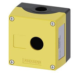 Siemens Yellow Metal 3SU1 Push Button Enclosure - 1 Hole 22mm Diameter