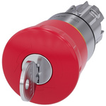 Siemens 3SU1 Series Key Release Emergency Stop Push Button, Panel Mount, 22mm Cutout, IP66, IP67, IP69