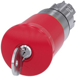 Siemens 3SU1 Series Key Release Emergency Stop Push Button, Panel Mount, 22mm Cutout, IP66, IP67, IP69