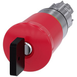 Siemens 3SU1 Series Key Release Emergency Stop Push Button, Panel Mount, 22mm Cutout, IP66, IP67, IP69
