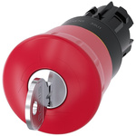 Siemens 3SU1 Series Key Release Emergency Stop Push Button, Panel Mount, 22mm Cutout, IP66, IP67, IP69