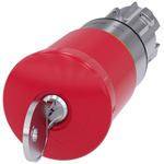 Siemens 3SU1 Series Key Release Emergency Stop Push Button, Panel Mount, 22mm Cutout, IP66, IP67, IP69
