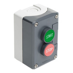 Schneider Electric Push Button Control Station - 1NO/1NC, Polycarbonate, 2 Cutouts, Red/Green, IP66