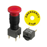 APEM A01ES Series Twist Release Emergency Stop Push Button, Panel Mount, 16mm Cutout, 2NC, IP65