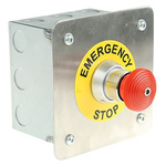Craig & Derricott Stay Put Control Station Switch - SPDT, Stainless Steel, 9 Cutouts, Red, Emergency Stop, IP65