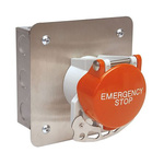 Craig & Derricott Stay Put Control Station Switch - SPDT, Stainless Steel, 9 Cutouts, Red, Emergency Stop, IP65