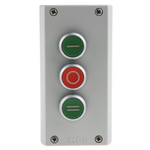 Eaton Momentary Enclosed Push Button - 3NO/3NC, Plastic, 3 Cutouts, Green/Red/Green, I/O/II, IP69K