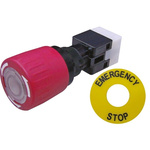 RS PRO Illuminated Emergency Stop Push Button, Panel Mount, DPDT, IP65