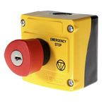 BACO LBX1 Series Key Release Emergency Stop Push Button, Surface Mount, 2NC, IP66
