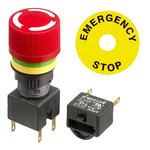 APEM A01ES-D Series Twist Release Emergency Stop Push Button, Panel Mount, 16mm Cutout, 2NC, IP40, IP65