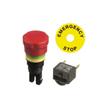 APEM A01ES-D Series Twist Release Emergency Stop Push Button, Panel Mount, 16mm Cutout, 2NC, IP40, IP65