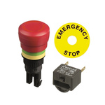 APEM A01ES-D Series Twist Release Emergency Stop Push Button, Panel Mount, 16mm Cutout, 2NC, IP40, IP65