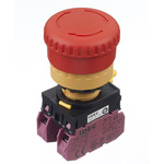Idec YW Series Twist Release Emergency Stop Push Button, Panel Mount, 22mm Cutout, 2NC, IP65