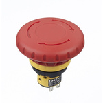 Idec XA Series Twist Release Emergency Stop Push Button, Panel Mount, 16mm Cutout, 2NC, IP40, IP65