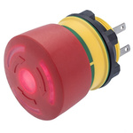 EAO 84 Series Twist Release Illuminated Emergency Stop Push Button, Panel Mount, 22mm Cutout, 2NC, IP65, IP67