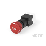 TE Connectivity Twist Release Emergency Stop Push Button, Panel Mount, 16mm Cutout, 1NC, IP65