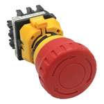Idec XW1E Series Twist Release Emergency Stop Push Button, Panel Mount, 22mm Cutout, 4PST, IP65