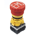 Idec XW1E Series Twist Release Emergency Stop Push Button, Panel Mount, 30mm Cutout, 1NO + 3NC, IP65