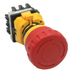 Idec XW1E Series Twist Release Illuminated Emergency Stop Push Button, Panel Mount, 22mm Cutout, SPDT, IP65