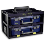 146418 | Raaco 2 Cell Black Compartment Box, 195mm x 386mm x 263mm