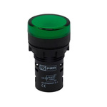 RS PRO, Panel Mount Green LED Pilot Light, 22mm Cutout, IP65, Round, 24V ac/dc