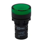 RS PRO, Panel Mount Green LED Pilot Light, 22mm Cutout, IP65, Round, 110V ac/dc