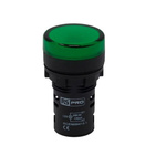 RS PRO, Panel Mount Green LED Pilot Light, 22mm Cutout, IP65, Round, 230V ac