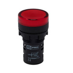 RS PRO, Panel Mount Red LED Pilot Light, 22mm Cutout, IP65, Round, 24V ac/dc