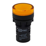 RS PRO, Panel Mount Yellow LED Pilot Light, 22mm Cutout, IP65, Round, 12V ac/dc