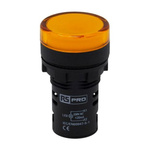 RS PRO, Panel Mount Yellow LED Pilot Light, 22mm Cutout, IP65, Round, 230V ac