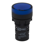 RS PRO, Panel Mount Blue LED Pilot Light, 22mm Cutout, IP65, Round, 24V ac/dc
