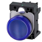 Siemens, SIRIUS ACT, Panel Mount Blue LED Indicator, 22mm Cutout, Round, 24V ac/dc