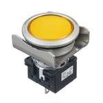 Idec, Flush Mount Yellow Pilot Light, 26mm Cutout, IP65, Round, 24V ac/dc