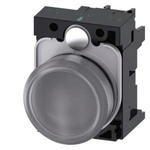 Siemens, 3SU1, Panel Mount Clear LED Indicator, 22mm Cutout, Round, 110V ac