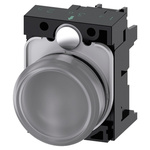 Siemens, 3SU1106, Panel Mount Clear LED Pilot Light Complete, 22mm Cutout, Round, 230V ac