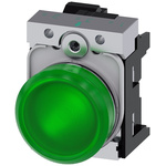 Siemens, SIRIUS ACT, Panel Mount Green LED Indicator, 22mm Cutout, Round, 24V ac/dc