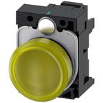 Siemens, SIRIUS ACT, Panel Mount Yellow LED Indicator, 22mm Cutout, Round, 110V ac