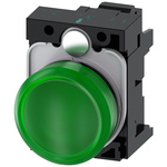 Siemens, SIRIUS ACT, Panel Mount Green LED Indicator, 22mm Cutout, Round, 110V ac