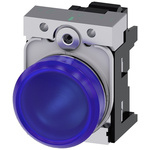 Siemens, SIRIUS ACT, Panel Mount Blue LED Indicator, 22mm Cutout, Round, 24V ac/dc