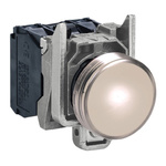 Schneider Electric, XB4 White Pilot Light Complete, 22mm Cutout, IP54, Round, 240V