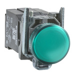 Schneider Electric, XB4, Flush Mount Green LED Pilot Light, 22mm Cutout, IP66, IP67, IP69(IP69K), Round, 440 →